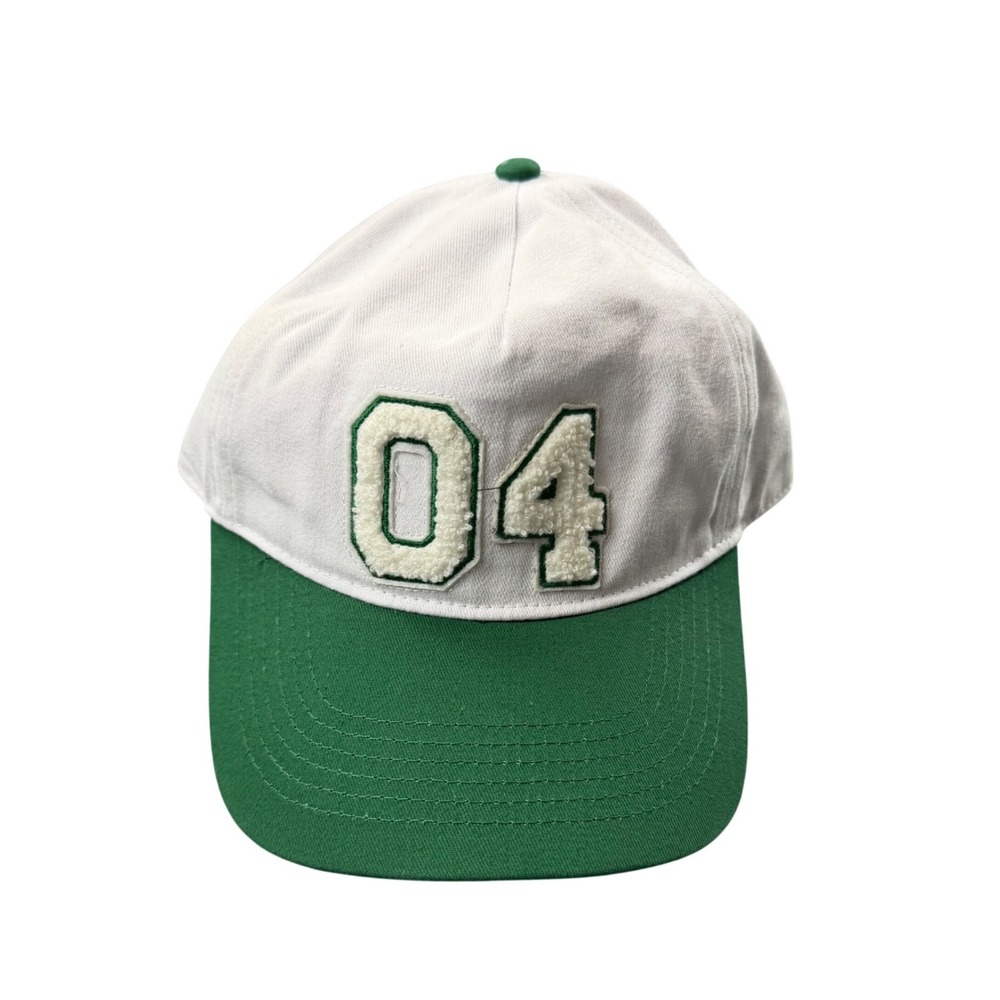 Fore All Weirsy Hat White Green 04 Chenille Patch Leather Strapback Golf Cap NEW
